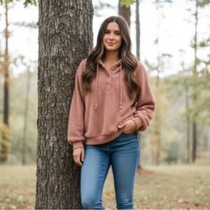 CURRENT AIR Callan Sherpa Hoodie By Anthropologie